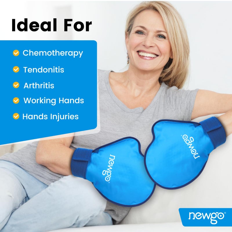 NEWGO Hand Ice Pack Gloves for Pain Relief, FSA Eligible 2 Pack Cold Gloves for Chemotherapy Neuropathy, Ice Glove for Hands Finger Injuries, Arthritis, Working Hands (Internal Length 8.7 Inches) - Image 2